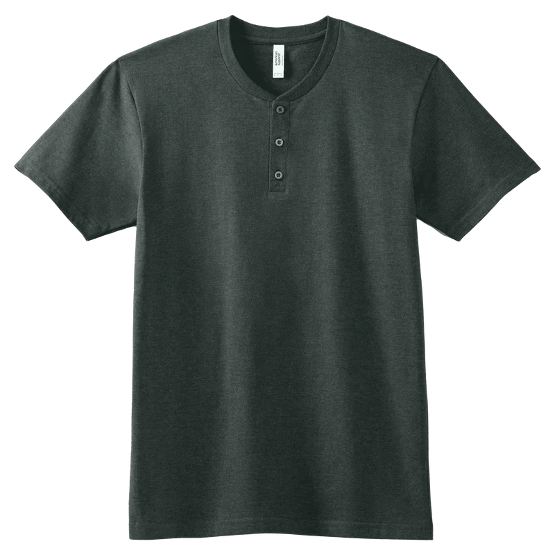 2004CVC American Apparel CVC Unisex Henley T-shirt (Charcoal Heather, 2X)