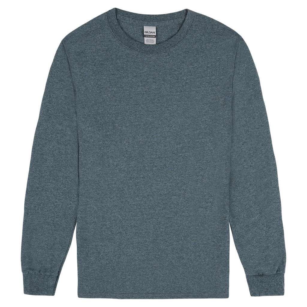 2400 Gildan Ultra Cotton Adult Long Sleeve T-Shirt (Dark Heather, 2X)