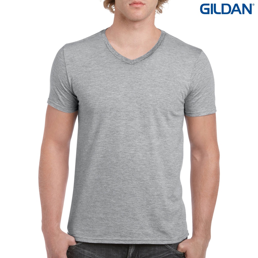 64V00 Gildan Softstyle Adult V-Neck T-Shirt  (Sport Grey, S)