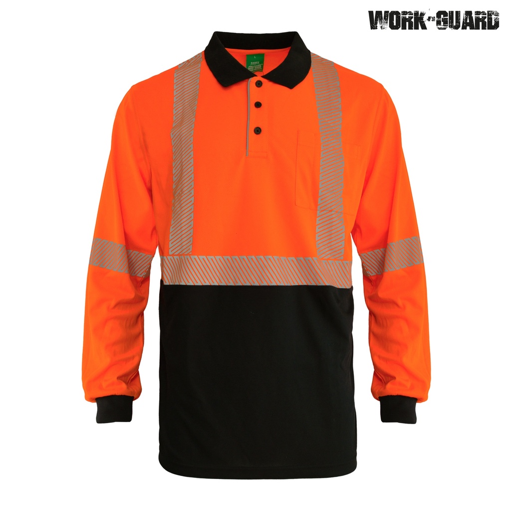 R486X Work-Guard Recycled Hi Vis Long Sleeve Day/Night Polo