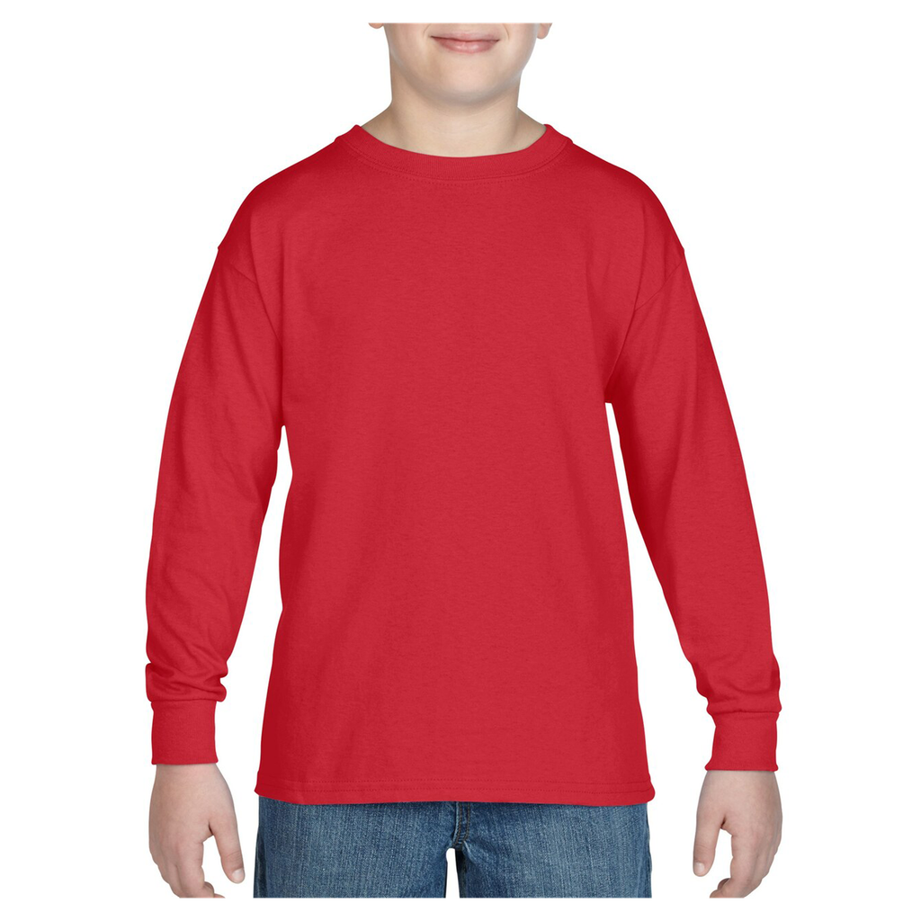 5400B Gildan Heavy Cotton Youth Long Sleeve T-shirt (Red, LG)